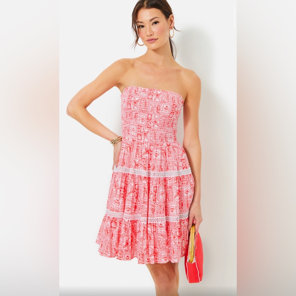 Kelvina strapless smocked dress